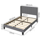 Levede Metal Wooden Bed Frame Double Panel Plush Upholstered Soft Headboard Grey