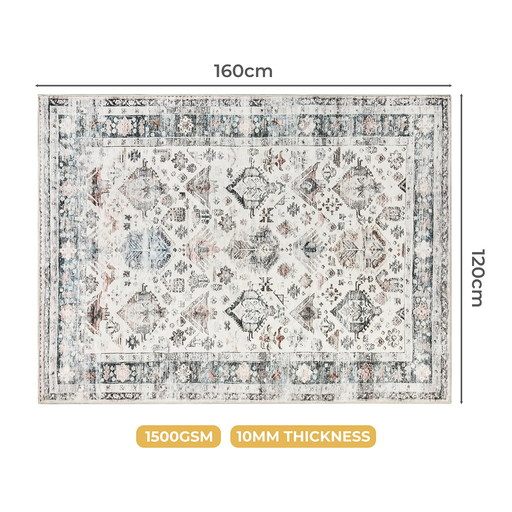 Marlow Floor Rug Vintage Short Pile Washable Carpet Soft Plush Non Slip 160x120