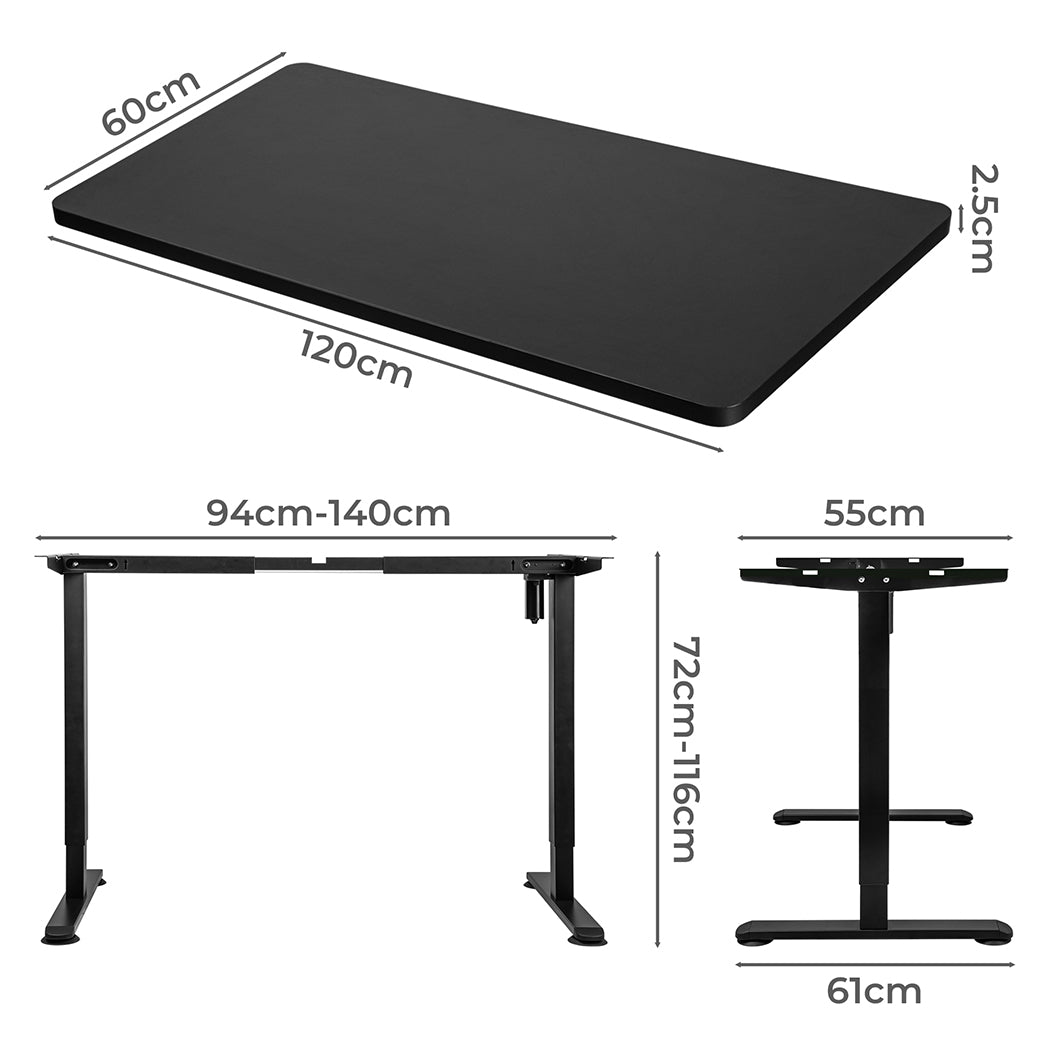 Levede Motorised Standing Desk Height 120cm Black 800x 1.5MM