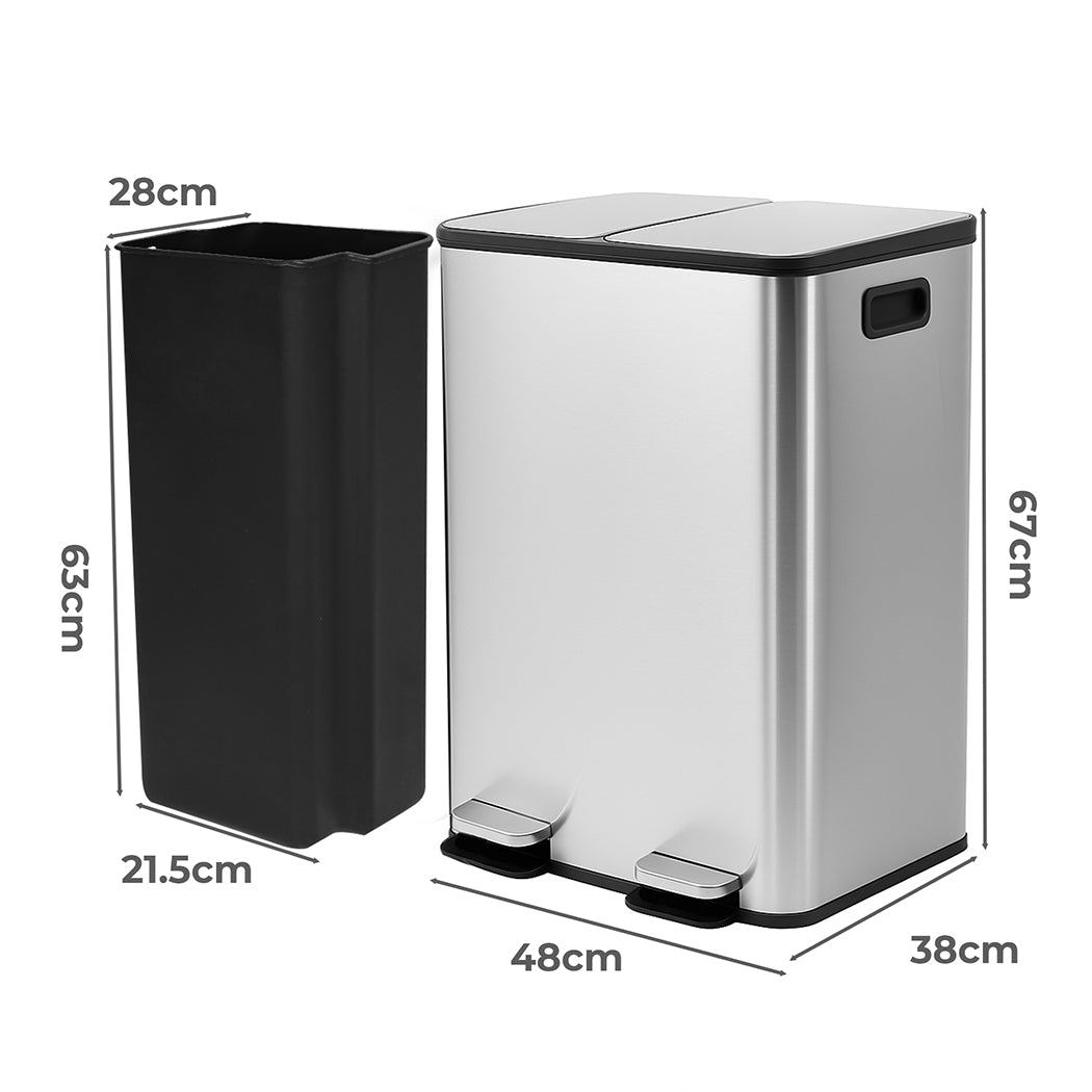 Toque 60L Pedal Bin Kitchen Waste Can Recycling Dustbin