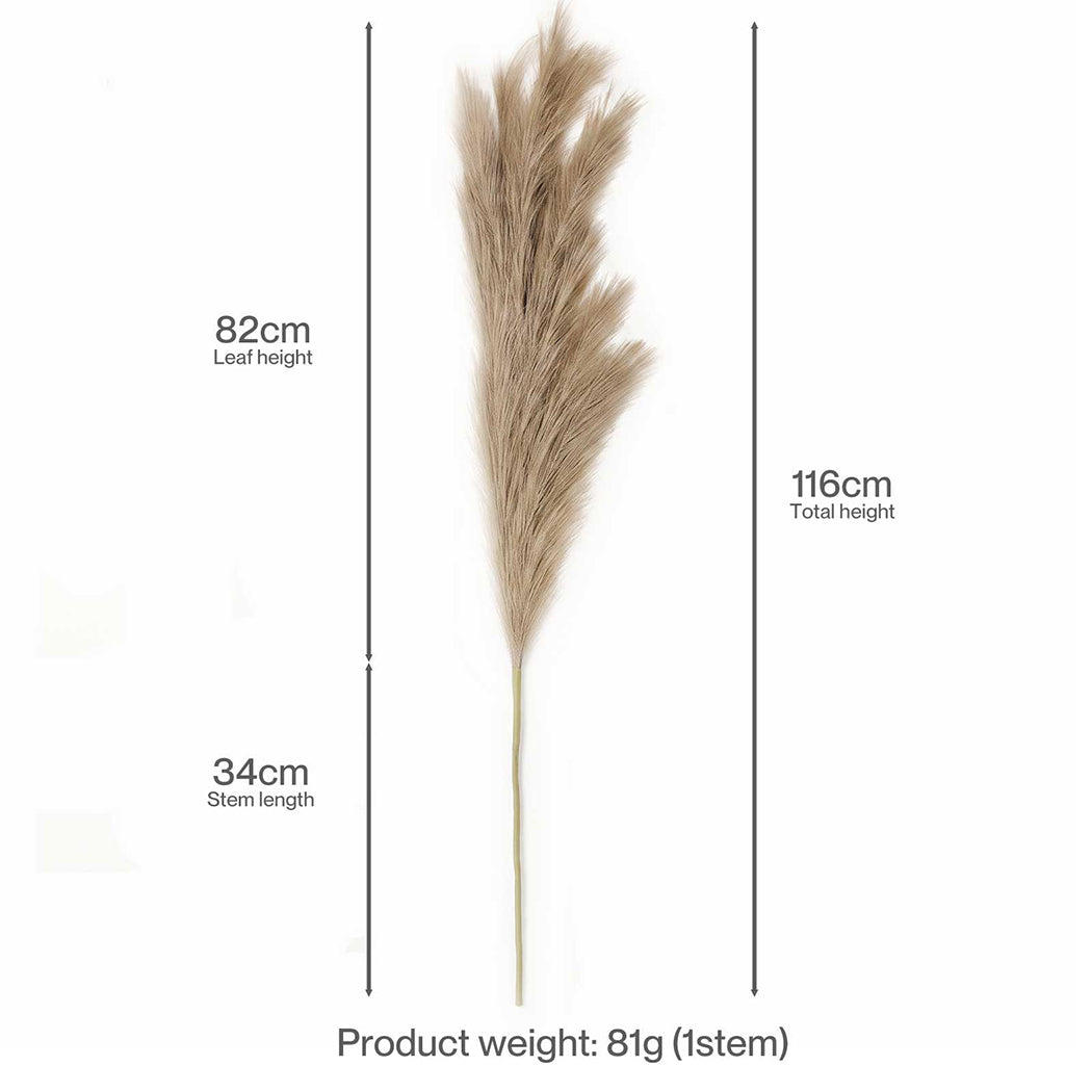 Santaco Pampas Grass Artificial 3Pcs 116cm Fluffy Faux Silk for Vase Brown