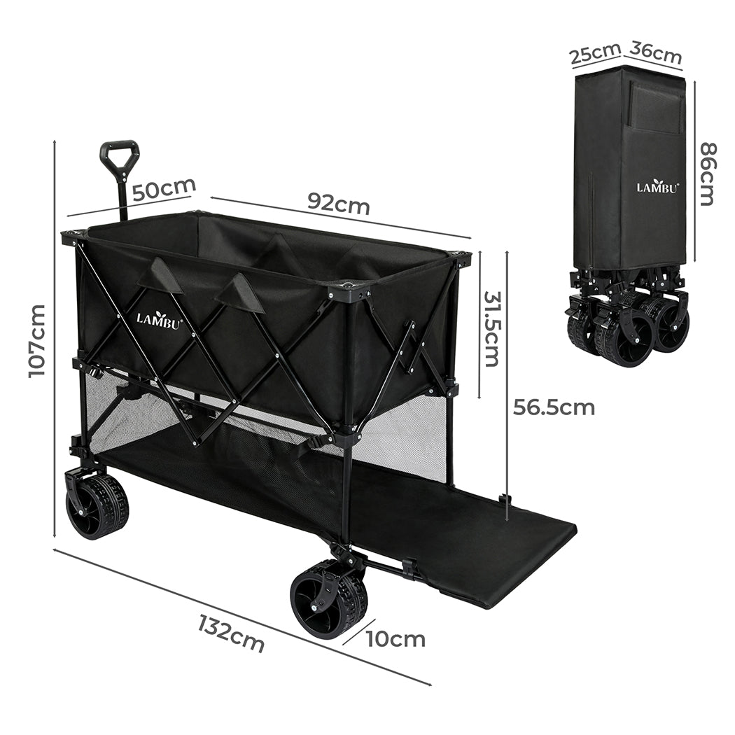 Lambu Folding Wagon Cart Double Shelves