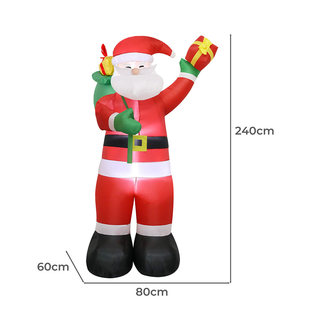Santaco Inflatable 2.4M Santa Claus LED Christmas Decor