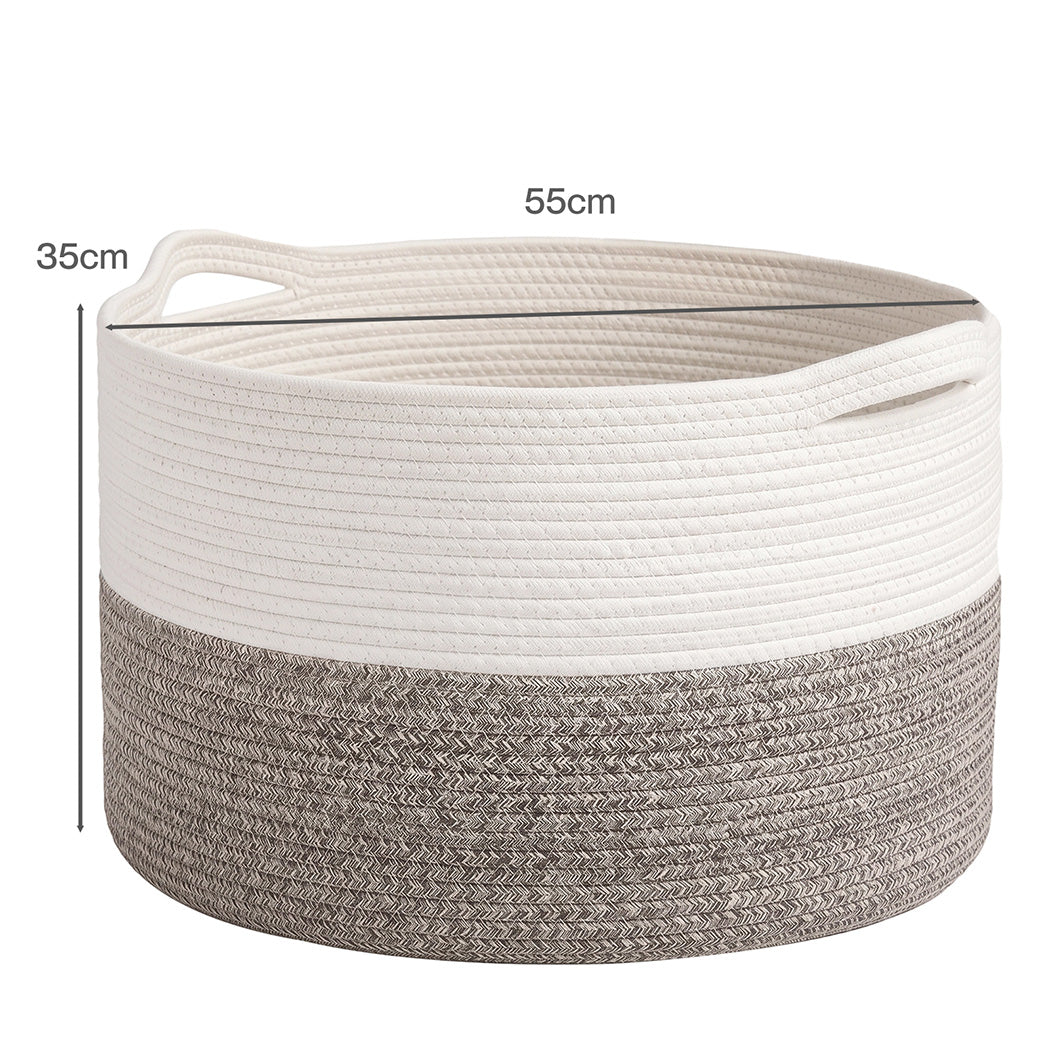Levede Blanket Basket Cotton Rope Foldable Large with Handles Bedroom Brown