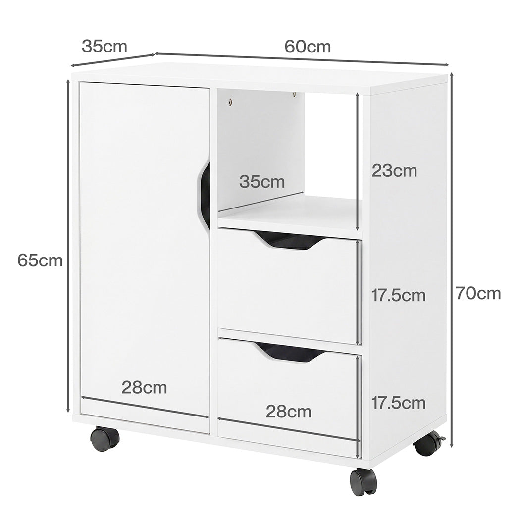 Levede Desktop Filing Cabinet Adjustable With Drawers For Home Office White
