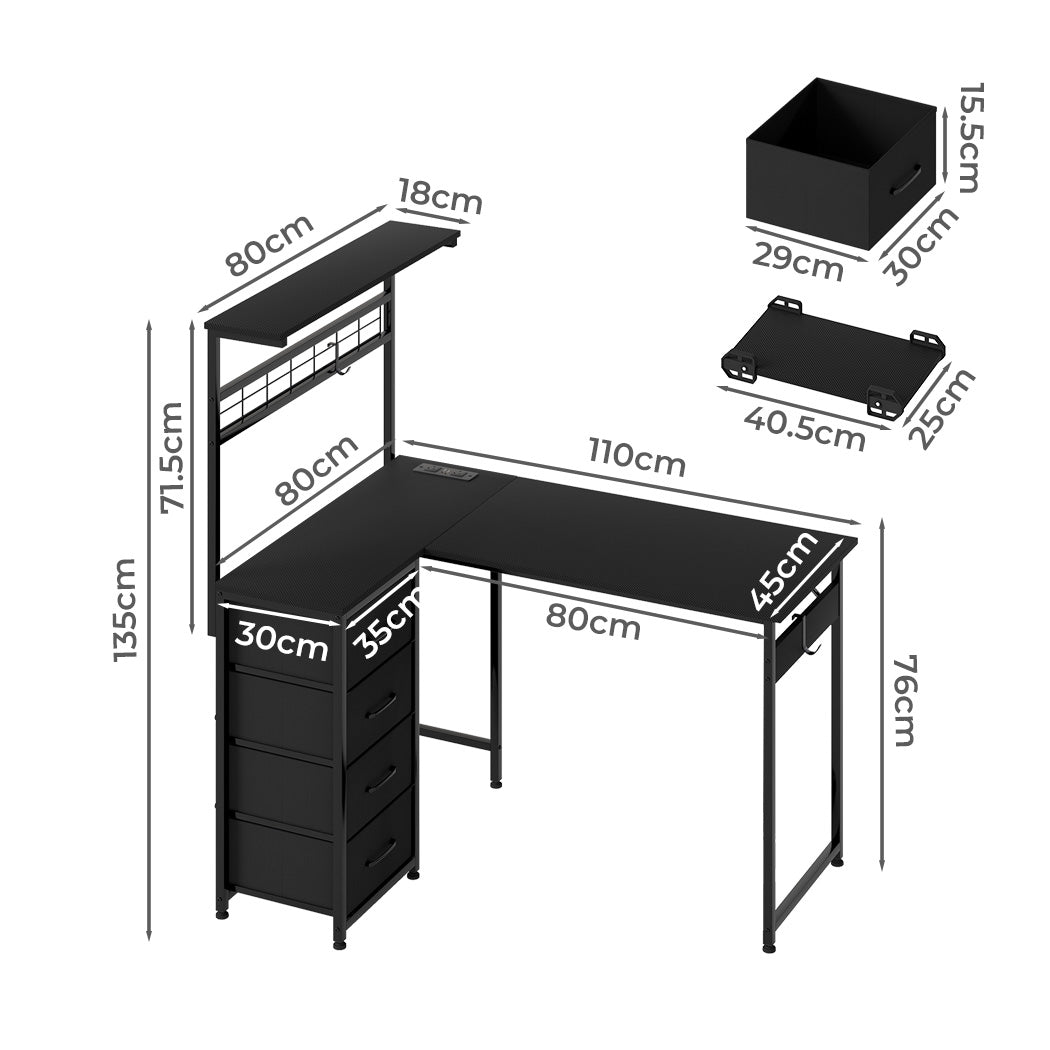 Levede Computer Desk Convertible L-shaped Study Table