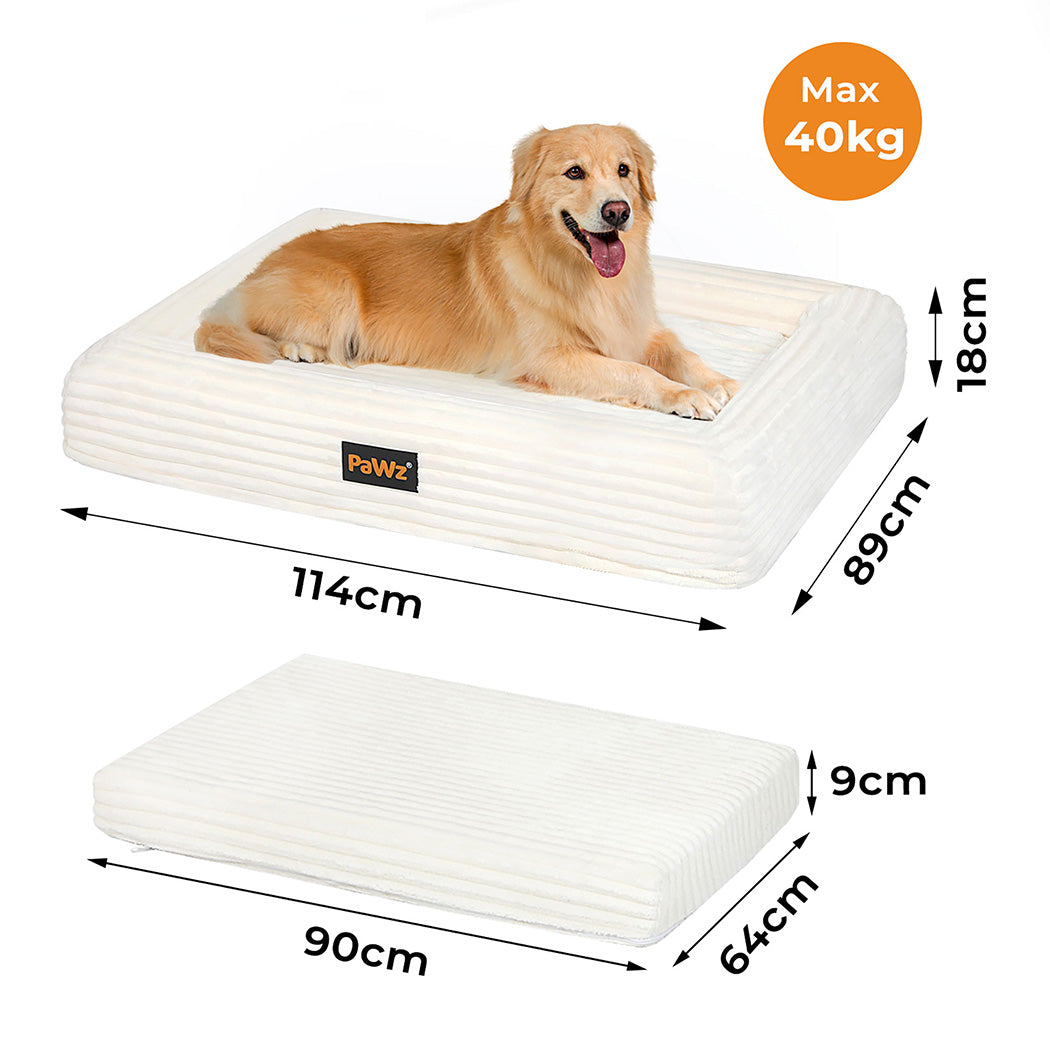 Pawz XXL Size Orthopedic Dog Bed with Corduroy Removable Cover Waterproof Washable Beige