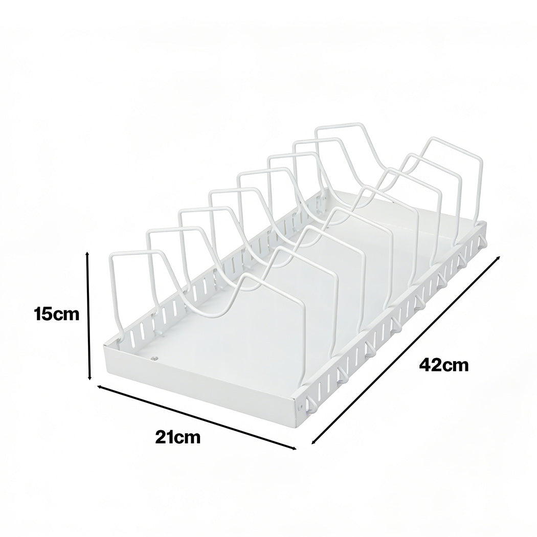 Toque Pots and Pans Organiser Saucepan Holder Storage Pull Out Rack Holder White