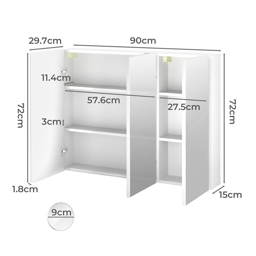 Levede Bathroom Mirror Cabinet 90CM