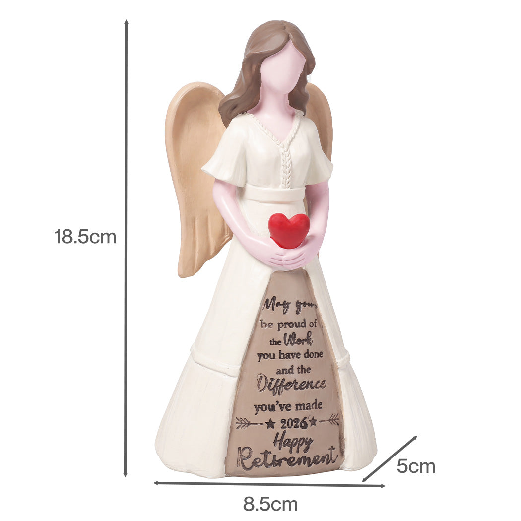 Levede Resin Angel Heart Figurines Tribute Retirement Gift for Elder White