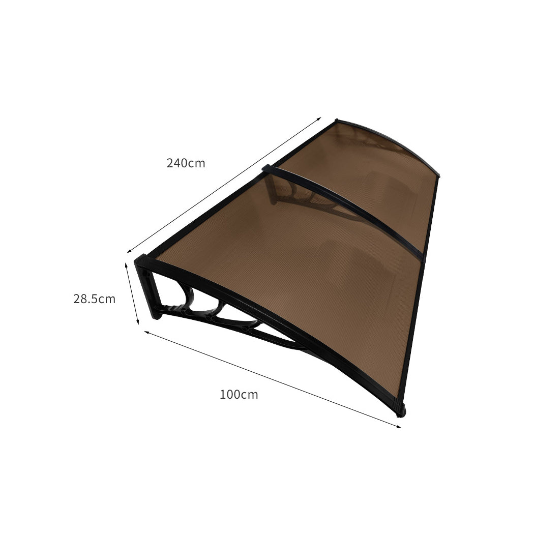 Mountview Window Door Awning Outdoor 1M X 2.4M Brown 1x2.4M