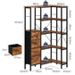 Levede Corner Bookshelf with 4 Fabric Drawers & LED Light 5 Tier Bedroom Rustic