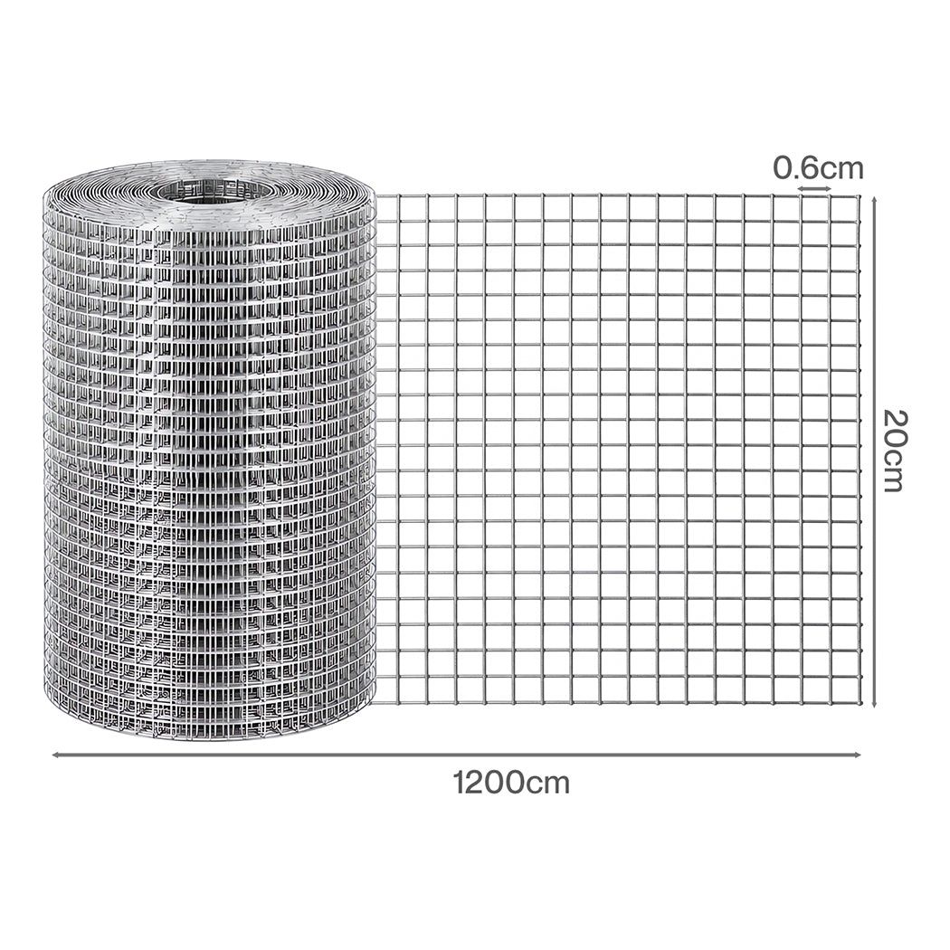 Lambu Rat Mesh Galvanized Steel 6mm 12mx20cm Roll Garden Pest Control Silver