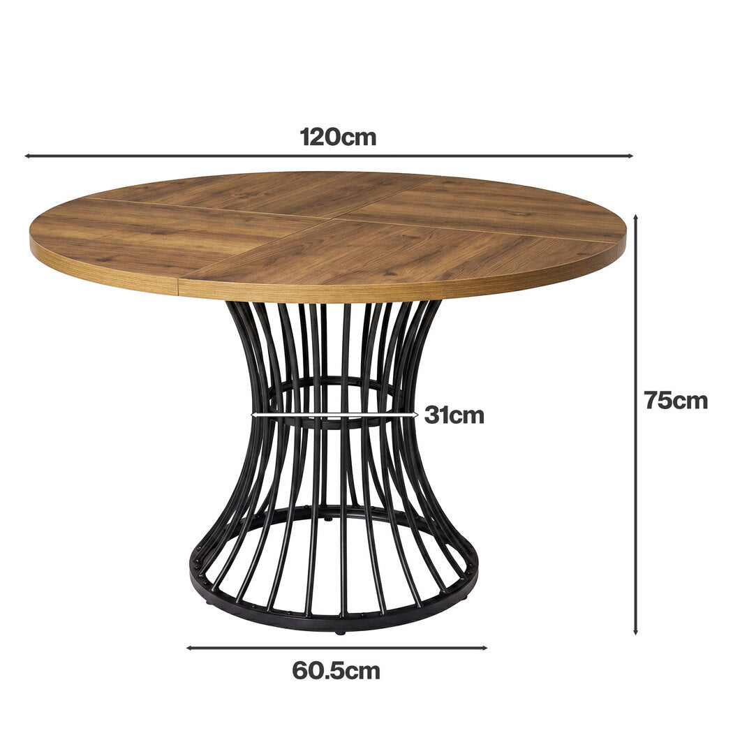 Levede Dining Table 120cm Round Dining Table 30mm MDF Retro Brown