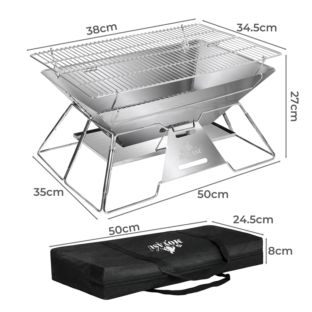Levede Portable Folding BBQ Charcoal Grill Silver