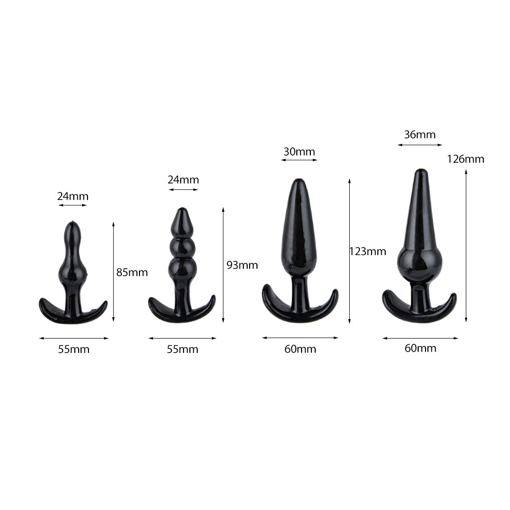Urway 4 Pack Anal Butt Plug Ass Bum Black