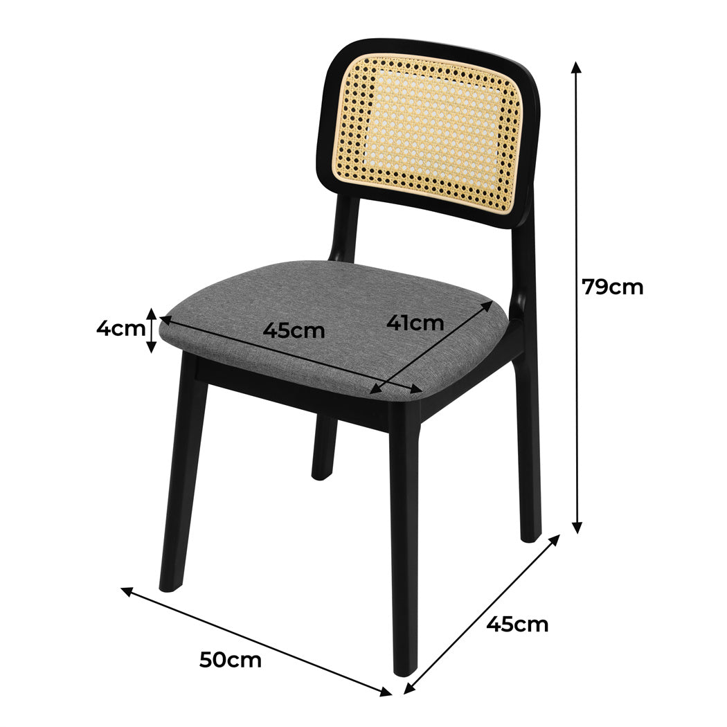 Levede 2x Dining Chair Wood Rattan Armless Black