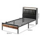 Levede Single Bed Frame PU Upholstered LED Storage Headboard Charging Home Black