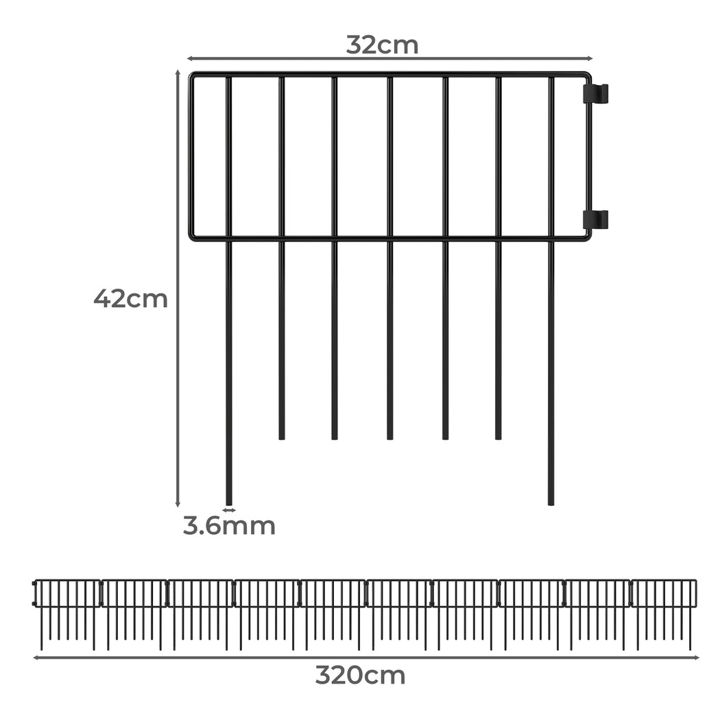 Mountview 10 Pcs Garden Fence Border Rustproof Metal