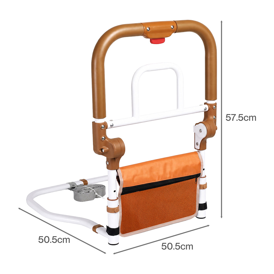Levede Bed Rail Foldable 2 Handle Adjustable Height Non-Slip Grip Orange