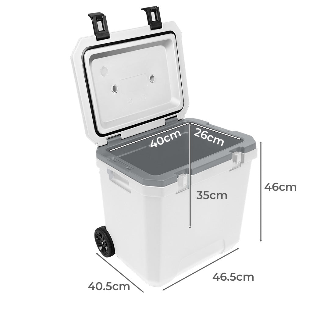 Mountview Cooler Ice Box 27L/43L Portable Chest Trolly For Camping BBQ Picnic