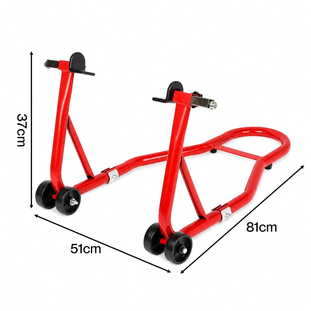 Monvelo Motorcycle Stand Heavy Duty 500KG Carbon Steel Lift Adjustable Fork Red