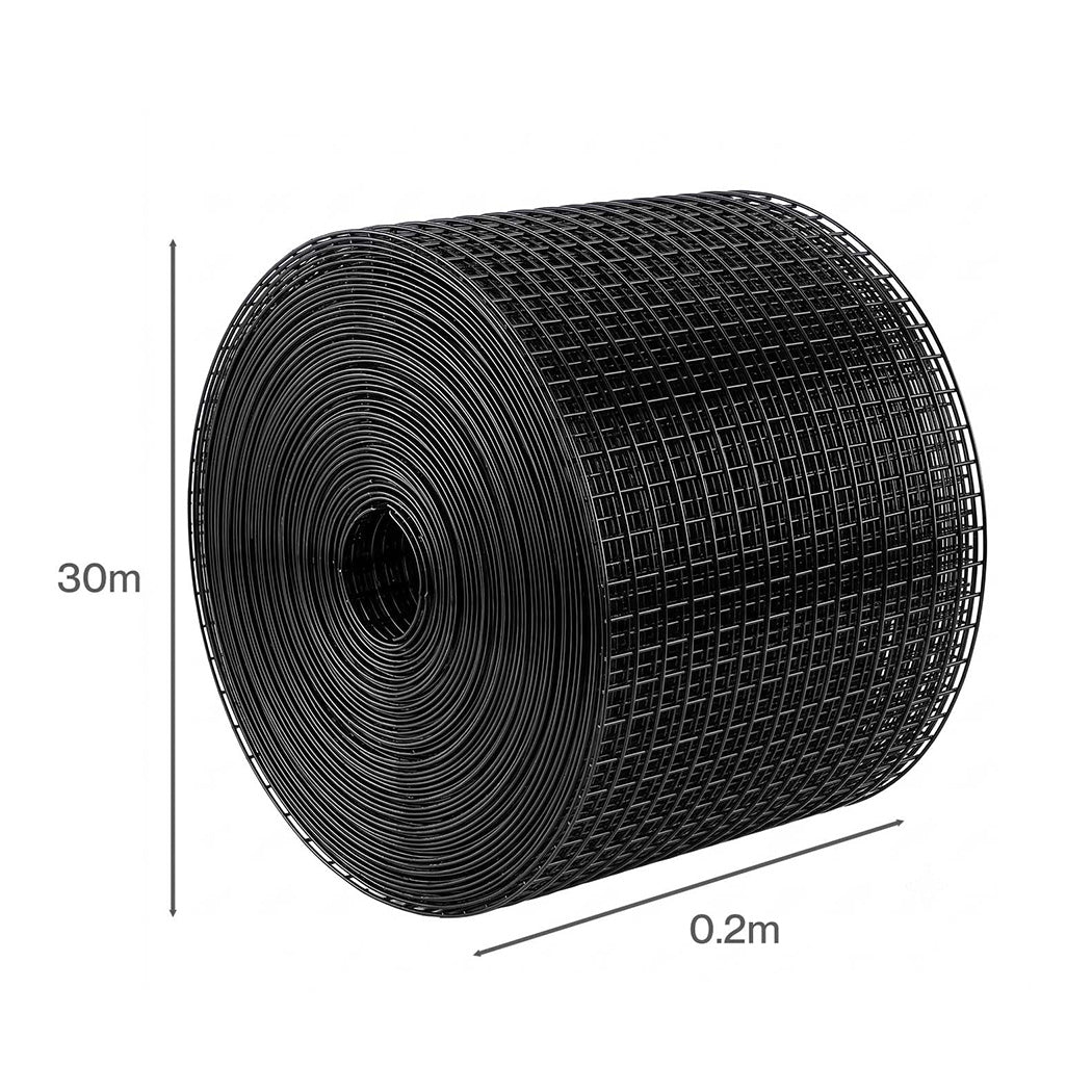 Mountview Bird Proofing Mesh Set PVC 60 Fixing Clips 30m for Solar Panel Black
