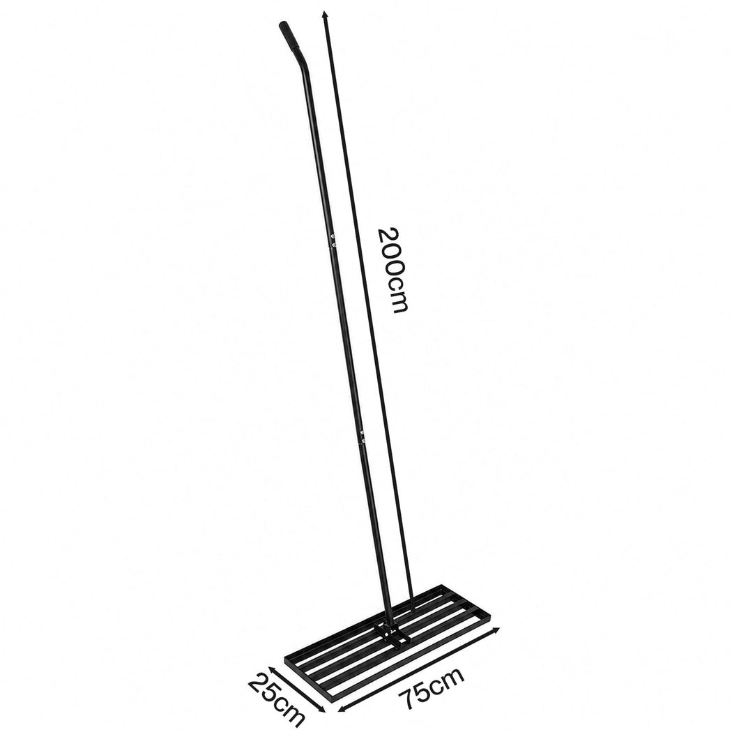 Lambu Lawn Levelling Rake Heavy Duty 75x25cm Steel Head Adjustable Handle Black