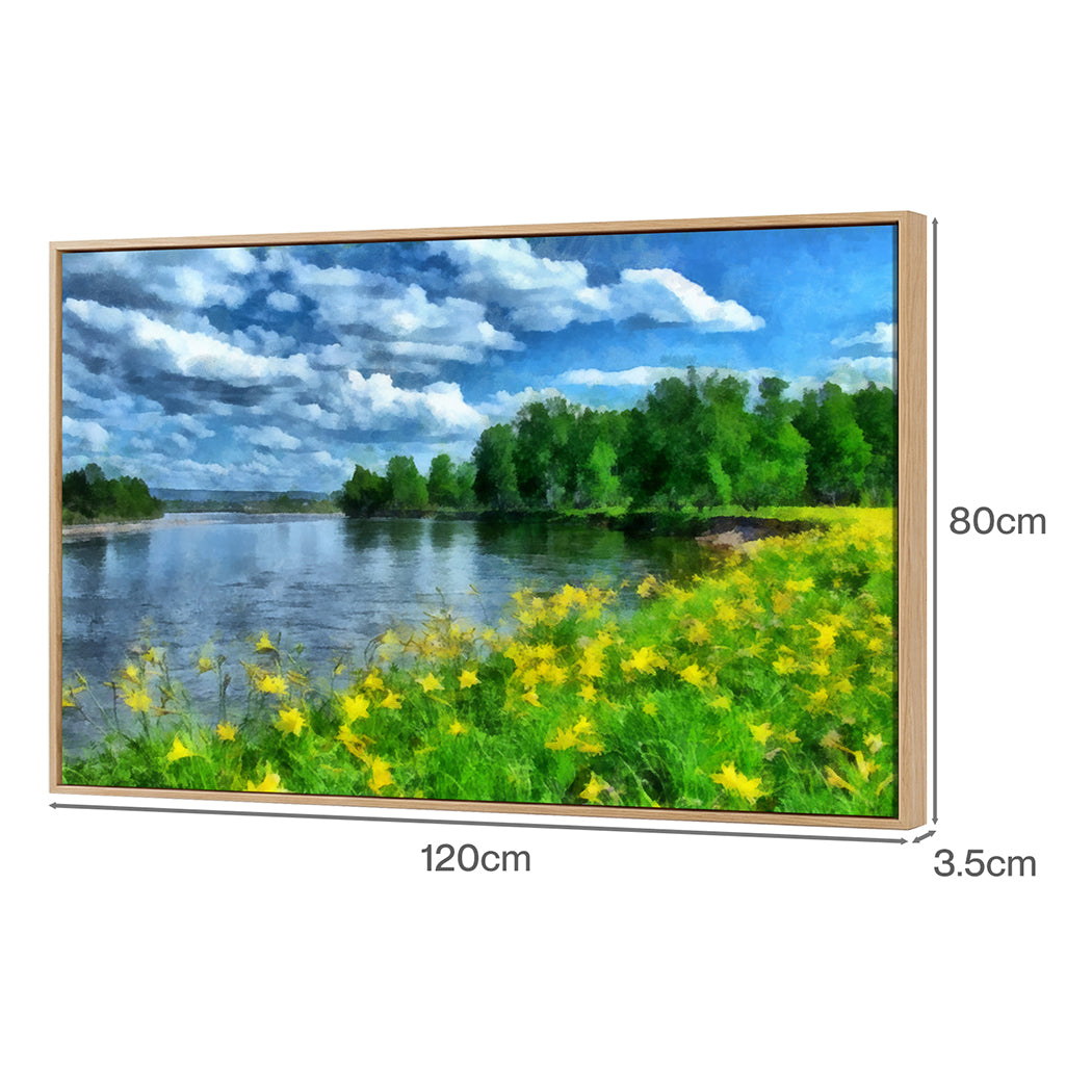 Yezi Modern Canvas Wall Art Framed Landscape Painting Large Wall Decor 80x120cm