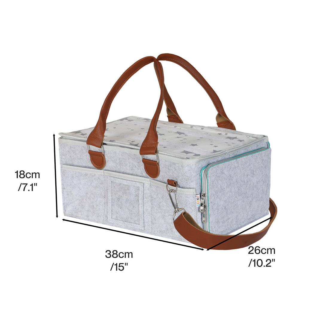 Bo Peep Baby Nappy Caddy Organiser Waterproof Liner With Shoulder Strap Grey