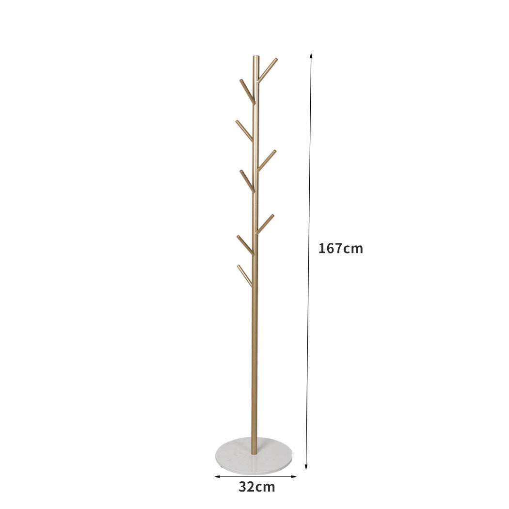 Levede Coat Rack Hat Clothes Stand Hanger Gold
