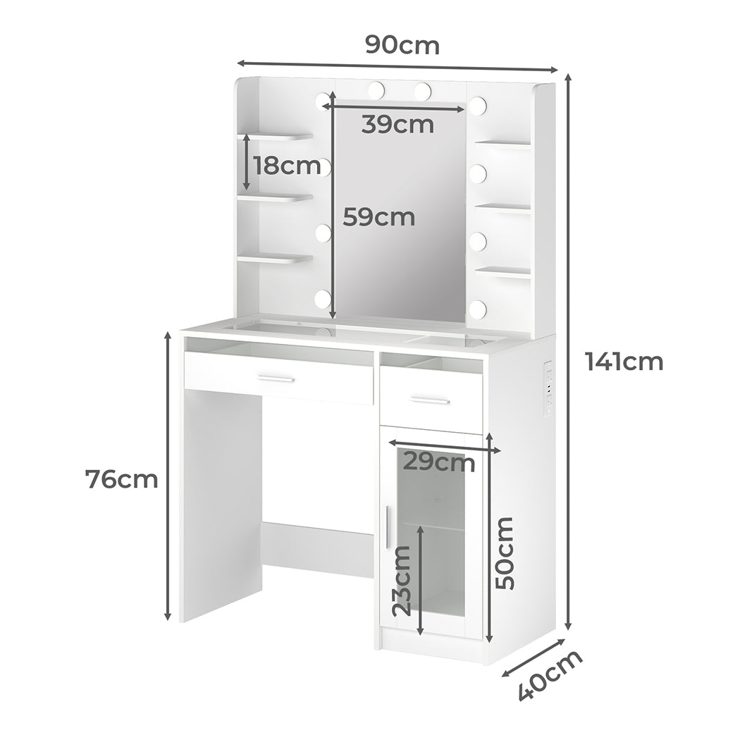 Levede Vanity Desk Makeup Mirror Storage Dressing Table