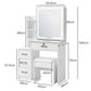 Levede Dressing Table Vanity Stool Set Sliding LED Mirror Makeup Storage Shelves White