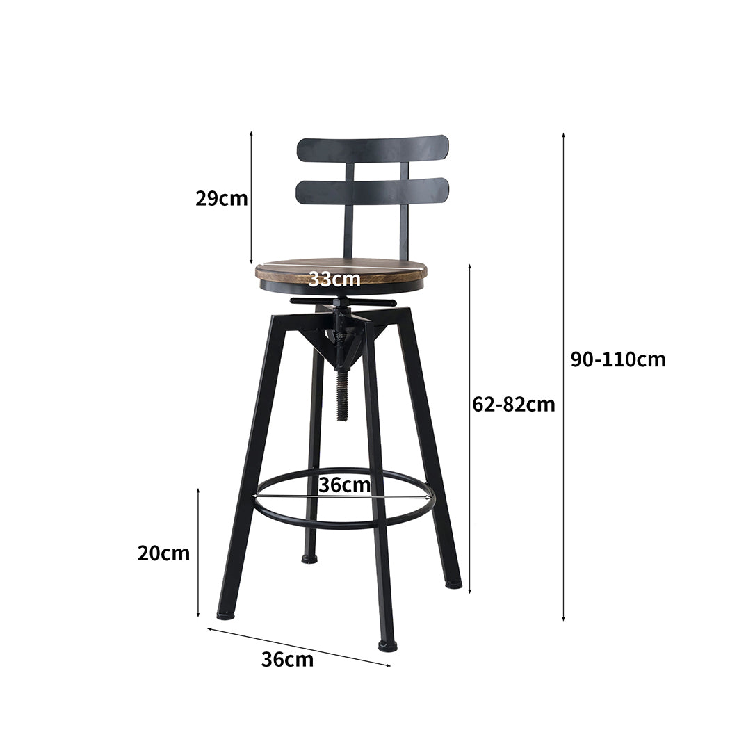 Levede 4x Bar Stool Industrial Adjustable