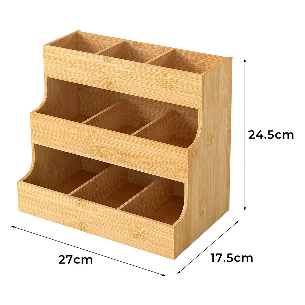 Toque Vertical Bamboo Tea Organizer Holds 180 Tea Bags