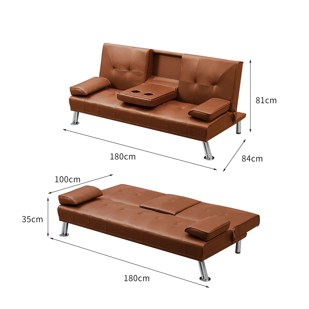 Levede Sofa Bed Adjustable Recliner Brown