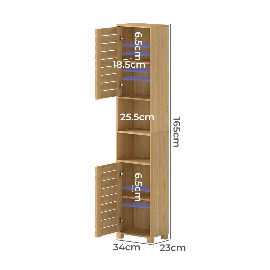 Levede Tall Bathroom Cabinet Storage 165cm Tallboy Adjustable Shelf Cupboard