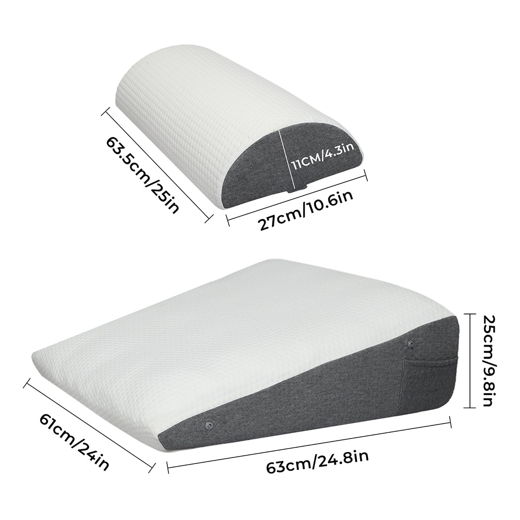 Dreamz Memory Foam Wedge Pillow Bed Back Neck Support Leg Raiser Cushion