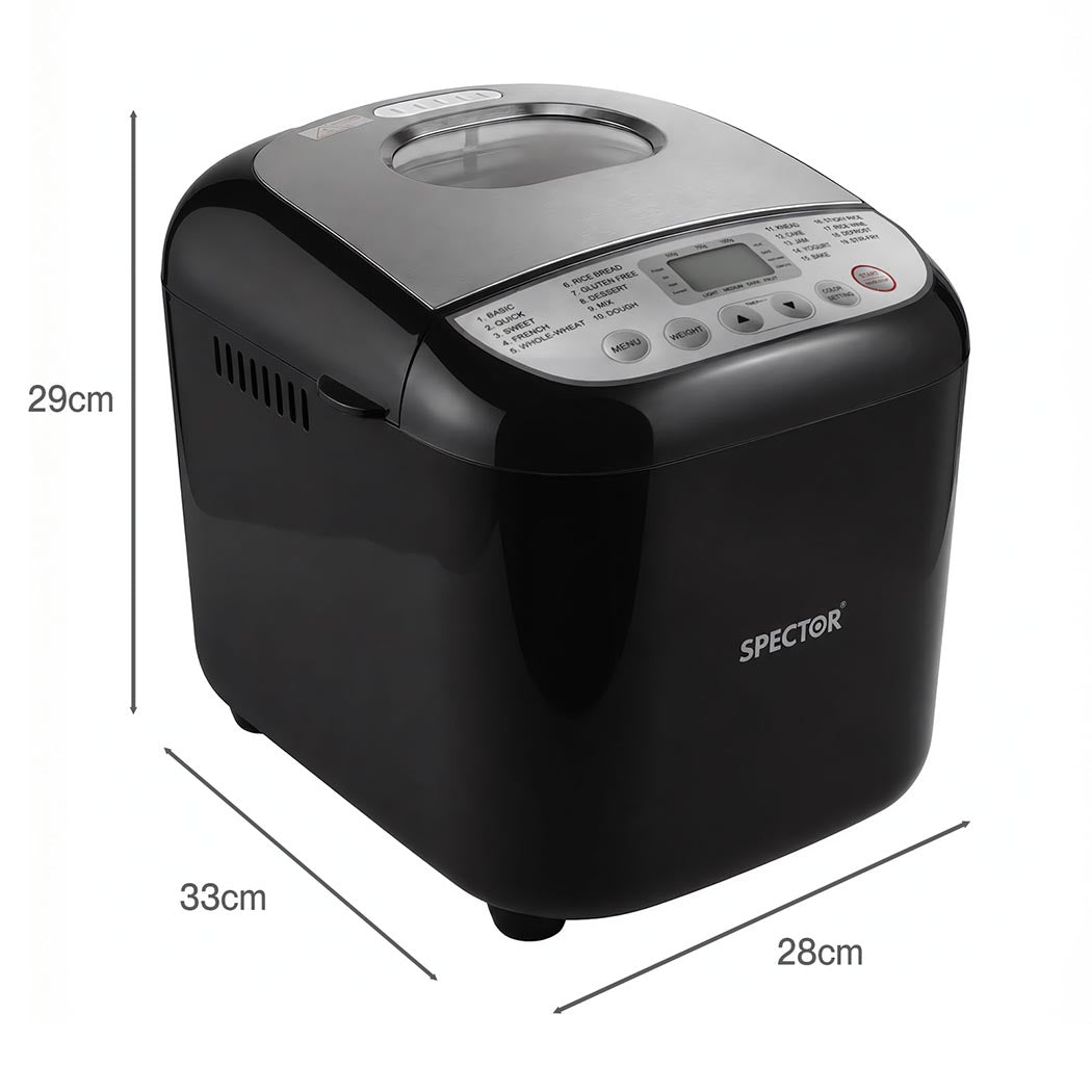 Spector 19-In-1 Automatic Bread Machine With Non Stick Pan For Home Baking Black