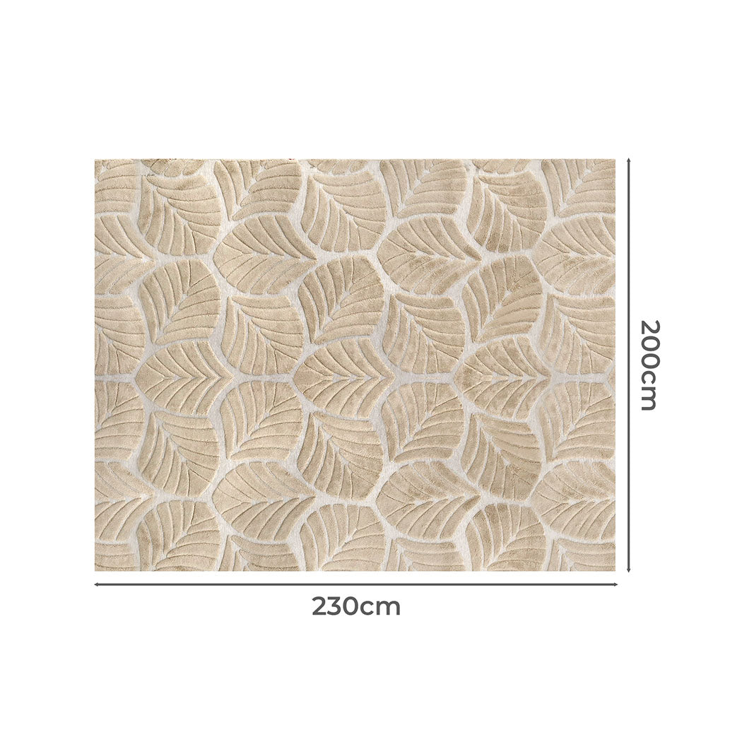 Marlow Floor Rug Soft Embossed Carpet Non Slip Plush Shaggy Rugs Leaf Pattern
