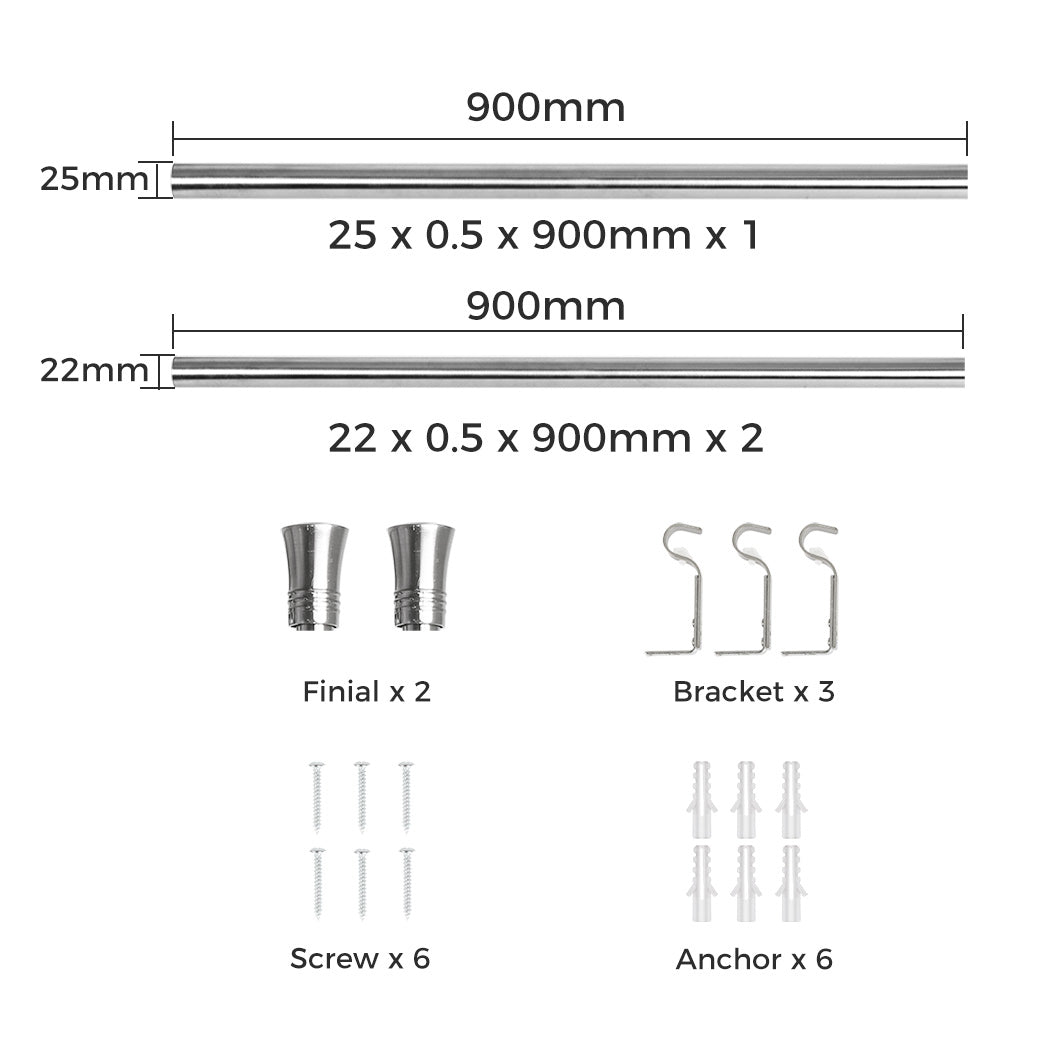 Marlow Satin Nickel Curtain Rod Steel Quiet Rail Pole Pommel Set Adjustable