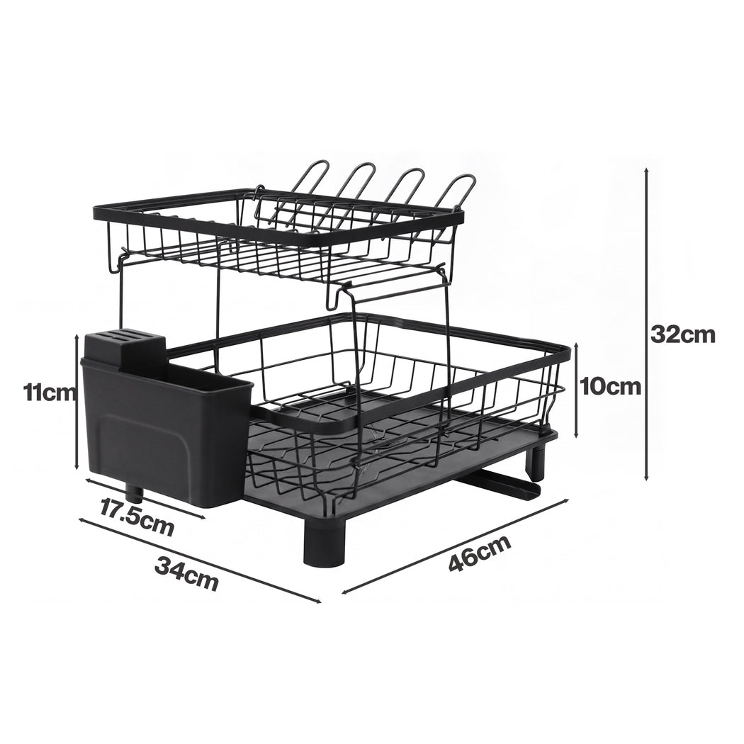 Toque 2 Tier Drying Rack Kitchen Organizer Storage Plate Drainer Cutlery Holder