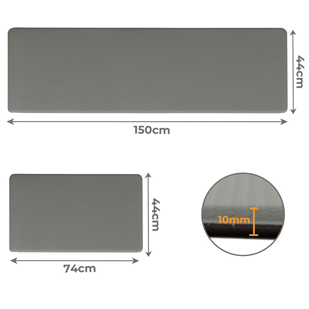 Marlow Kitchen Rug 2PCS Non Slip Anti Fatigue Mat Grey
