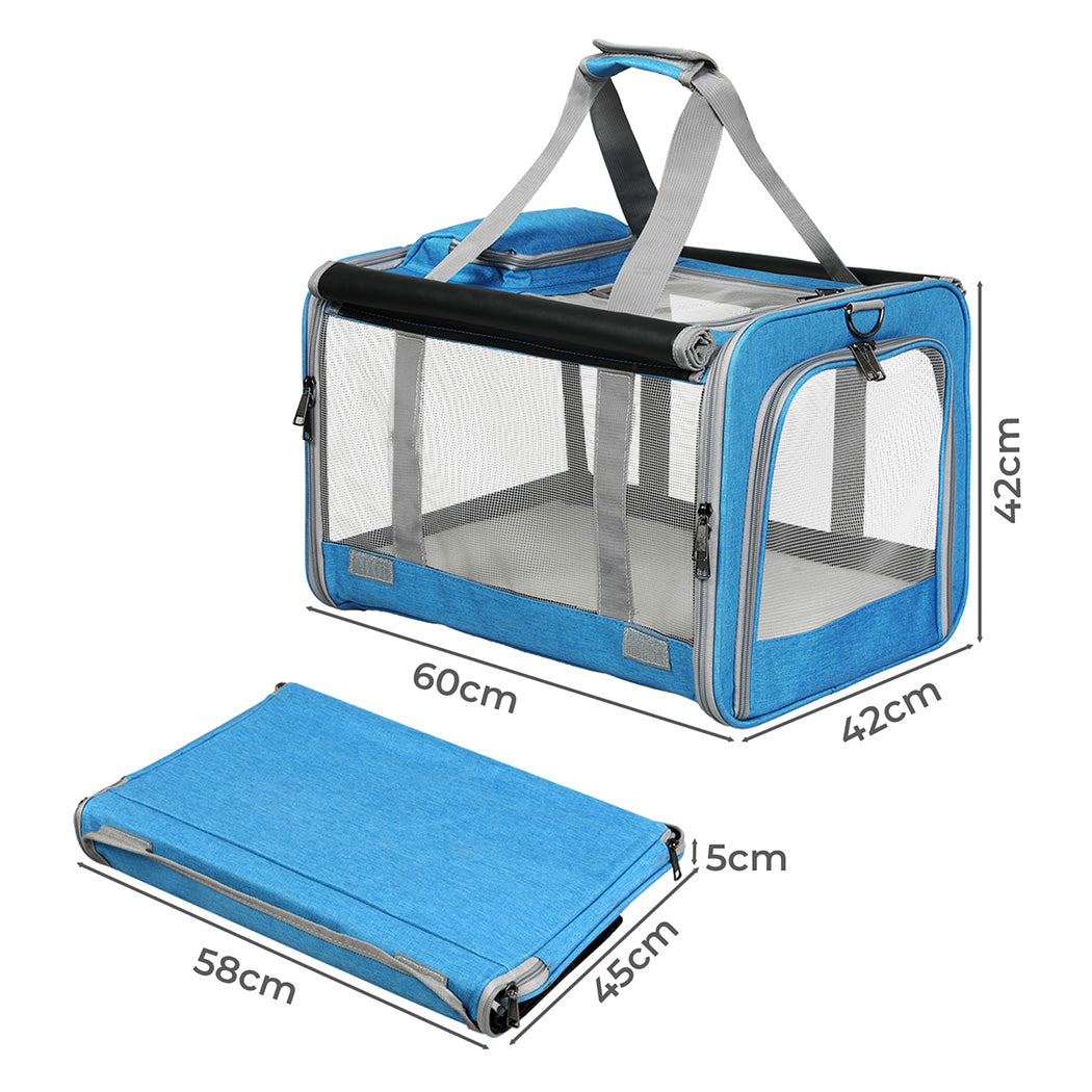 Pawz 3 in 1 Pet Soft Crate Dog Cat Carrier L Size Blue