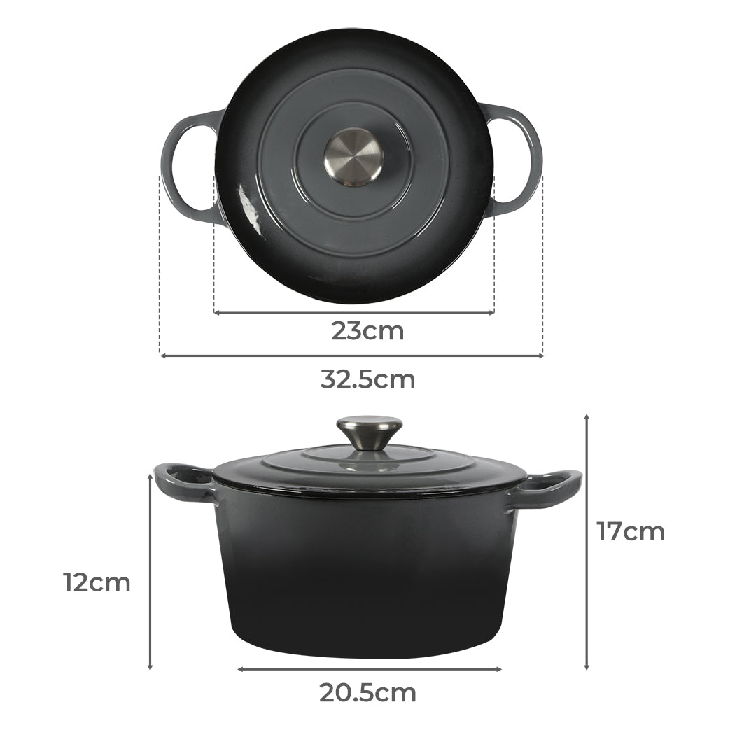 TOQUE 4L Enamel Dutch Oven Pot in Black Colour