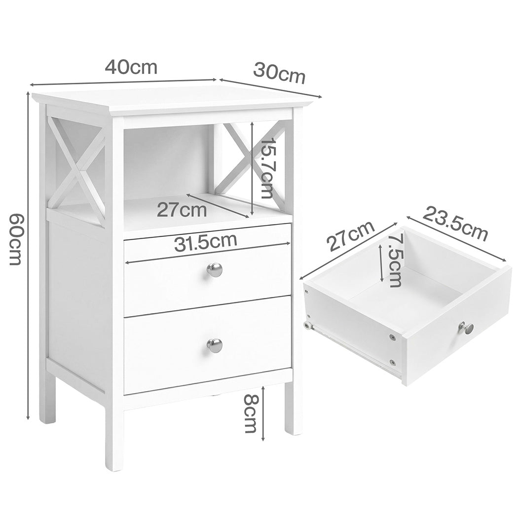 Levede Bedside Table Nightstand Side End Table 2 Drawers Storage Bedroom Cabinet