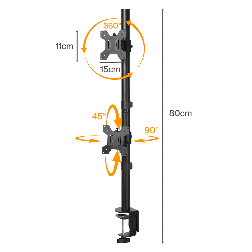 Levede Dual Monitor Arm Adjustable Stand Mount For 13-34 Inch Office Black