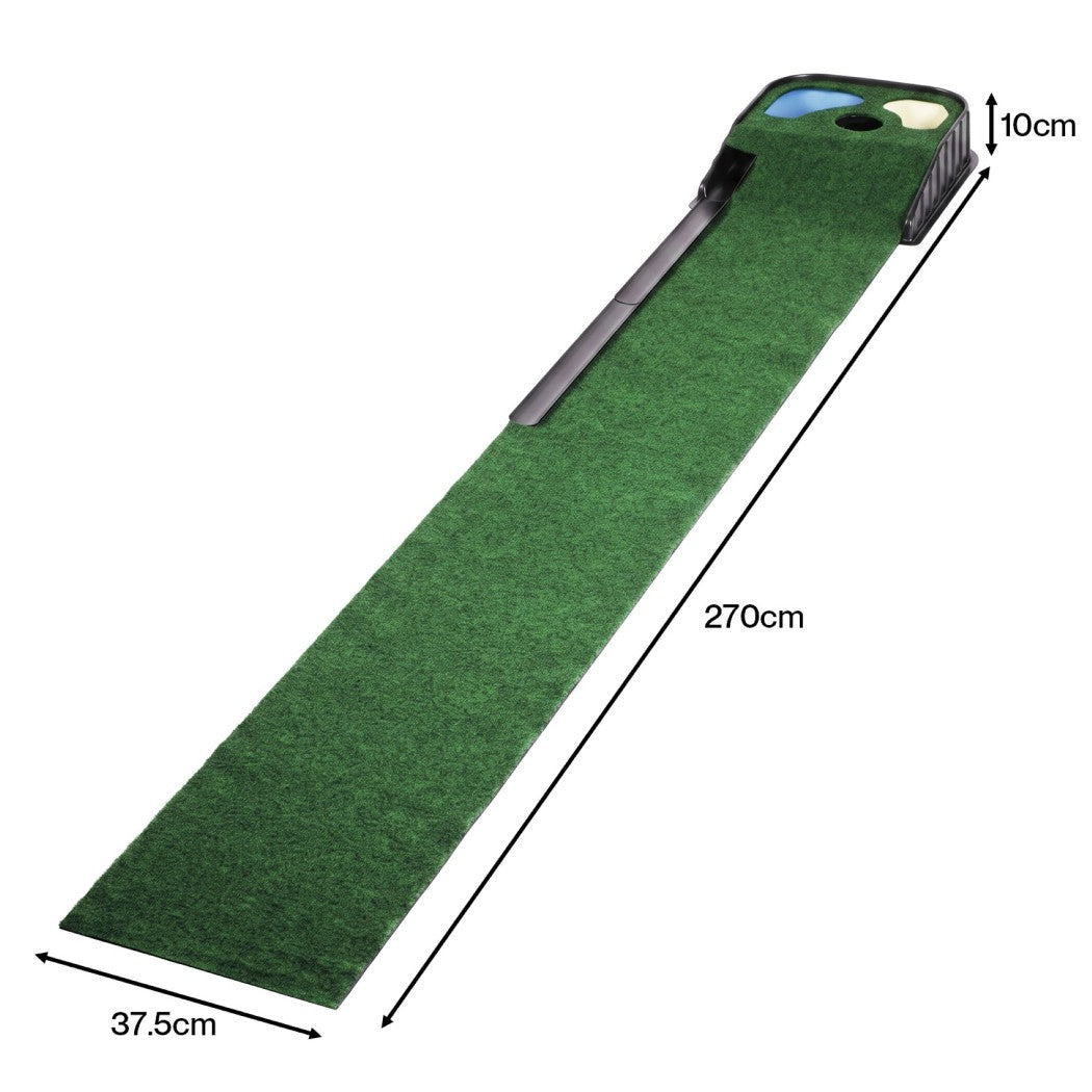 Centra Golf Putting Mat Training Aid Auto Ball Return 270cm Indoor,Green