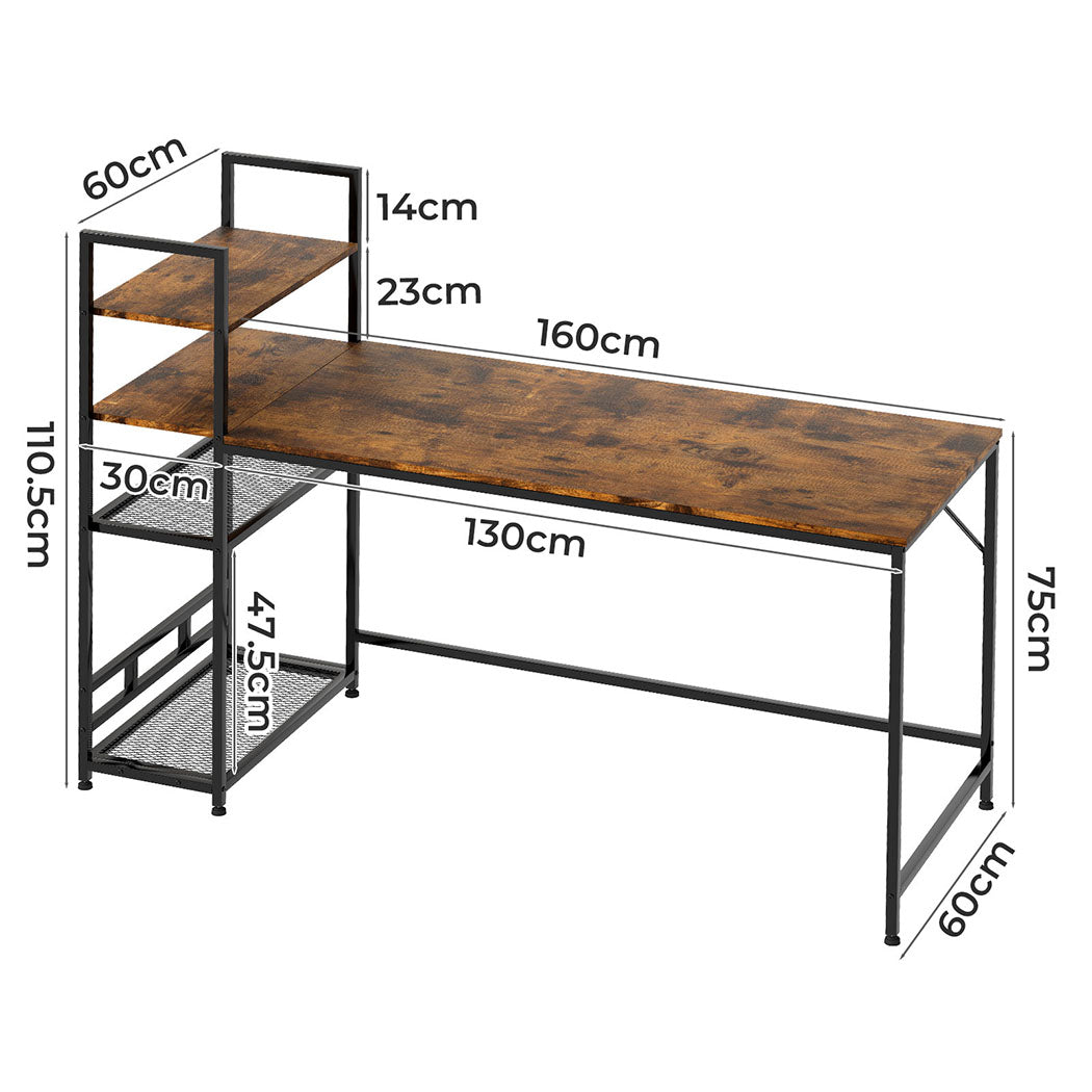 Levede Computer Desk Study Home Table with 4-Tier Shelf