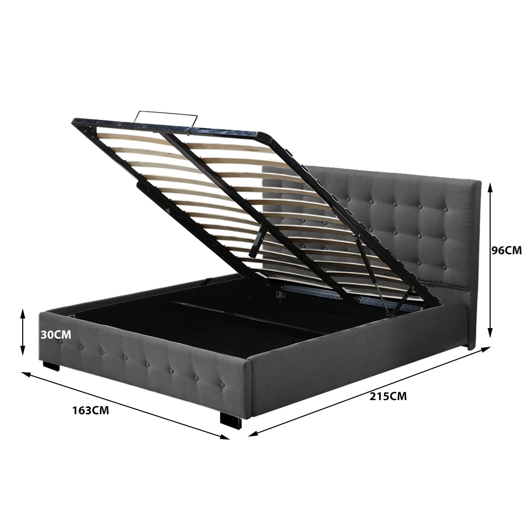 Levede Fabric Bed Frame Queen Tufted Dark Grey